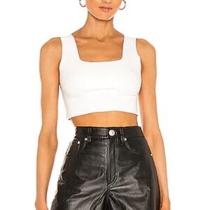 Commando White Faux Leather Sleeveless Crop Tank Top